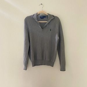 Polo Ralph Lauren 100% Cotton Interlock Quarter-Zip Gray Pullover sz M